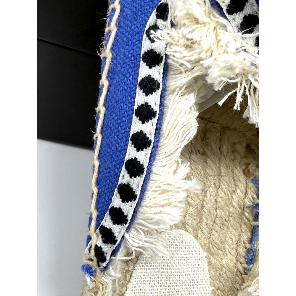Tonivis Canvas Pom-Pom Fringe Trim Slip On Espadrilles Mules Flat Blue Women's 9 - Picture 7 of 10